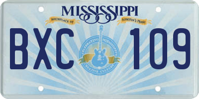 MS license plate BXC109