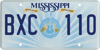 MS license plate BXC110