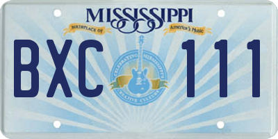 MS license plate BXC111