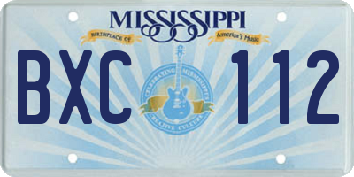 MS license plate BXC112