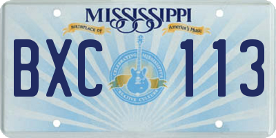 MS license plate BXC113