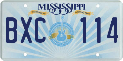 MS license plate BXC114