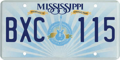 MS license plate BXC115
