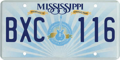 MS license plate BXC116