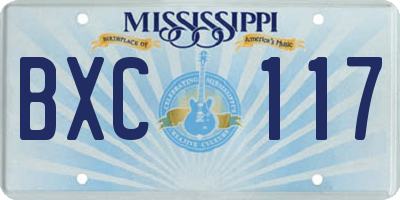 MS license plate BXC117