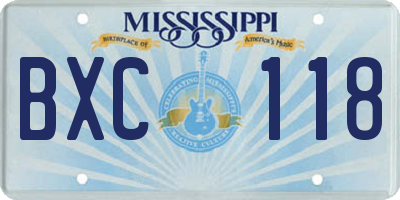 MS license plate BXC118