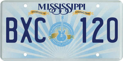 MS license plate BXC120