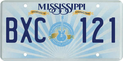 MS license plate BXC121