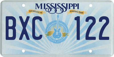 MS license plate BXC122