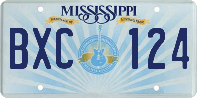MS license plate BXC124