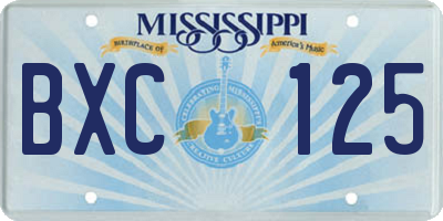 MS license plate BXC125