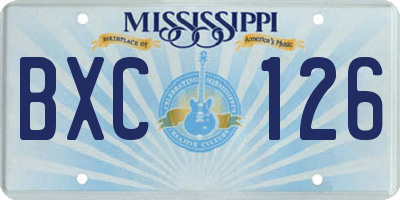 MS license plate BXC126