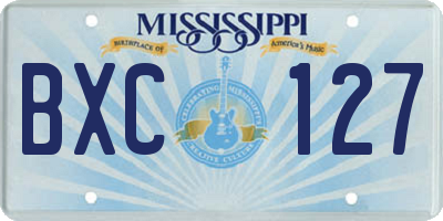 MS license plate BXC127