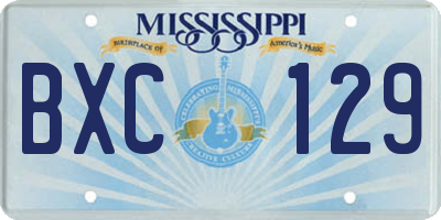 MS license plate BXC129