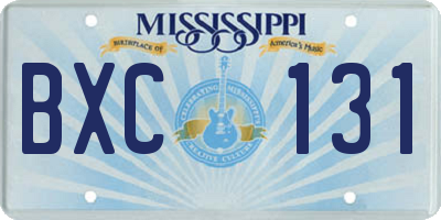 MS license plate BXC131