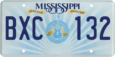 MS license plate BXC132