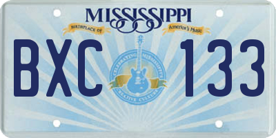 MS license plate BXC133