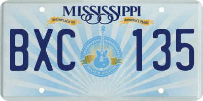 MS license plate BXC135
