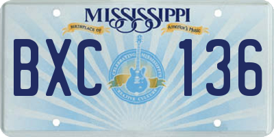 MS license plate BXC136