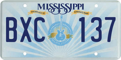 MS license plate BXC137