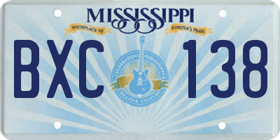 MS license plate BXC138