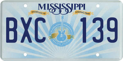 MS license plate BXC139