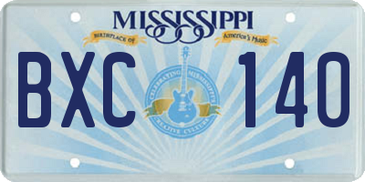 MS license plate BXC140