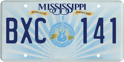 MS license plate BXC141