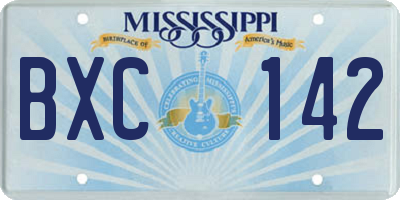 MS license plate BXC142