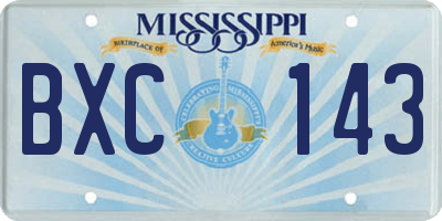 MS license plate BXC143