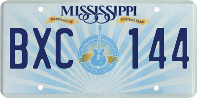 MS license plate BXC144