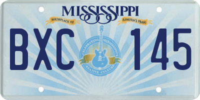 MS license plate BXC145