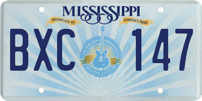 MS license plate BXC147