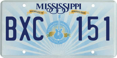 MS license plate BXC151