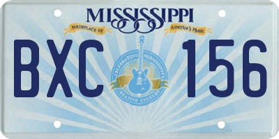 MS license plate BXC156