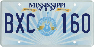 MS license plate BXC160