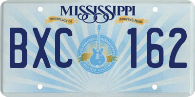 MS license plate BXC162