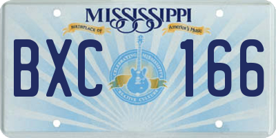 MS license plate BXC166