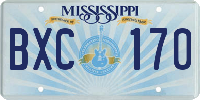 MS license plate BXC170