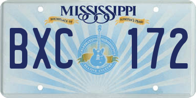 MS license plate BXC172