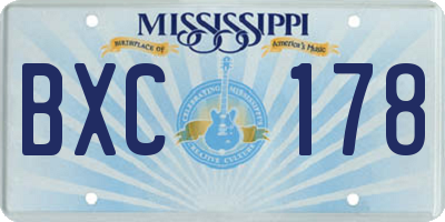 MS license plate BXC178