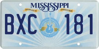 MS license plate BXC181