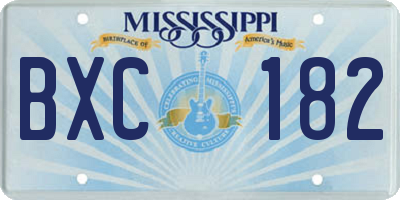MS license plate BXC182