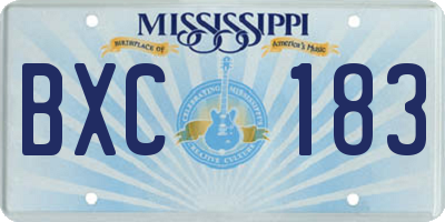 MS license plate BXC183
