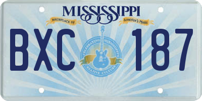MS license plate BXC187
