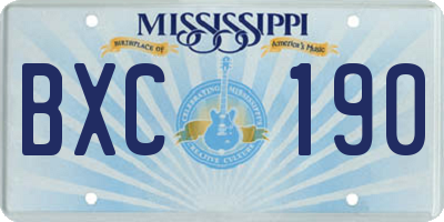 MS license plate BXC190