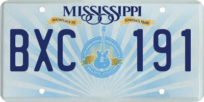 MS license plate BXC191