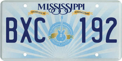 MS license plate BXC192
