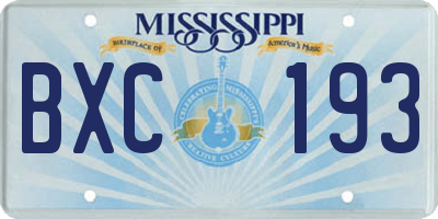MS license plate BXC193