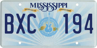MS license plate BXC194